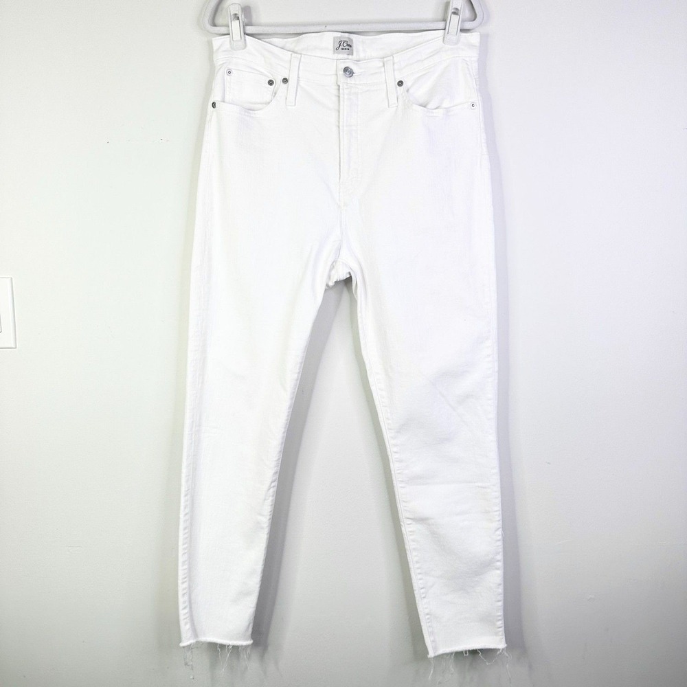 J Crew Denim Skinny Jeans Women 32 White Raw Hem Re-Imagined High Rise NWOT